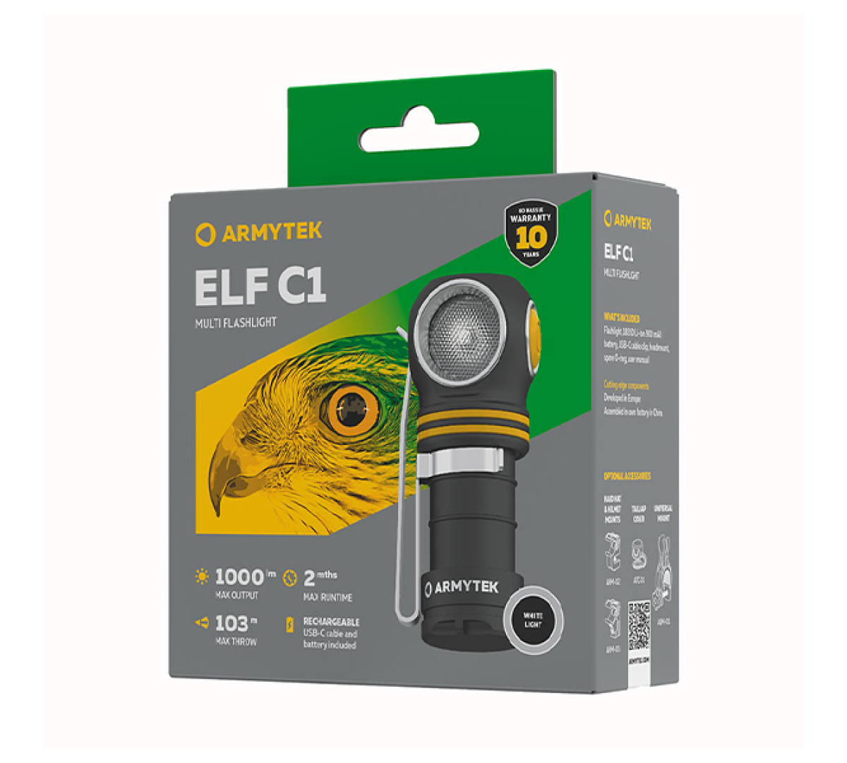 Фонарь налобный-мульти Armytek Elf C1 USB-C 1000 lm