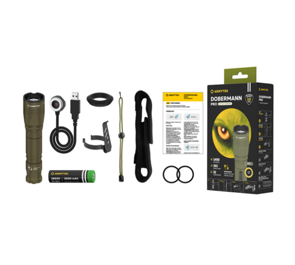 Фонарь Armytek Dobermann Pro Magnet USB Olive XHP35 HI тёплый