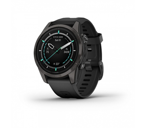 Умные часы Garmin epix Pro (Gen 2) Sapphire Edition 42мм, титановый, угольно-серый, DLC, черный ремешок