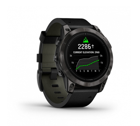 Умные часы Garmin epix Pro (Gen 2) Sapphire Edition 47мм, титановый, угольно-серый, DLC, черный кожаный ремешок
