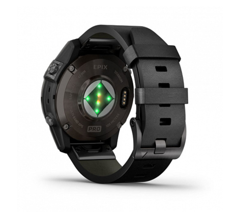 Умные часы Garmin epix Pro (Gen 2) Sapphire Edition 47мм, титановый, угольно-серый, DLC, черный кожаный ремешок