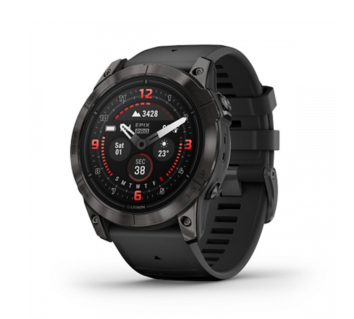 Умные часы Garmin epix Pro (Gen 2) Sapphire Edition 51мм, титановый, угольно-серый, DLC, черный силиконовый ремешок