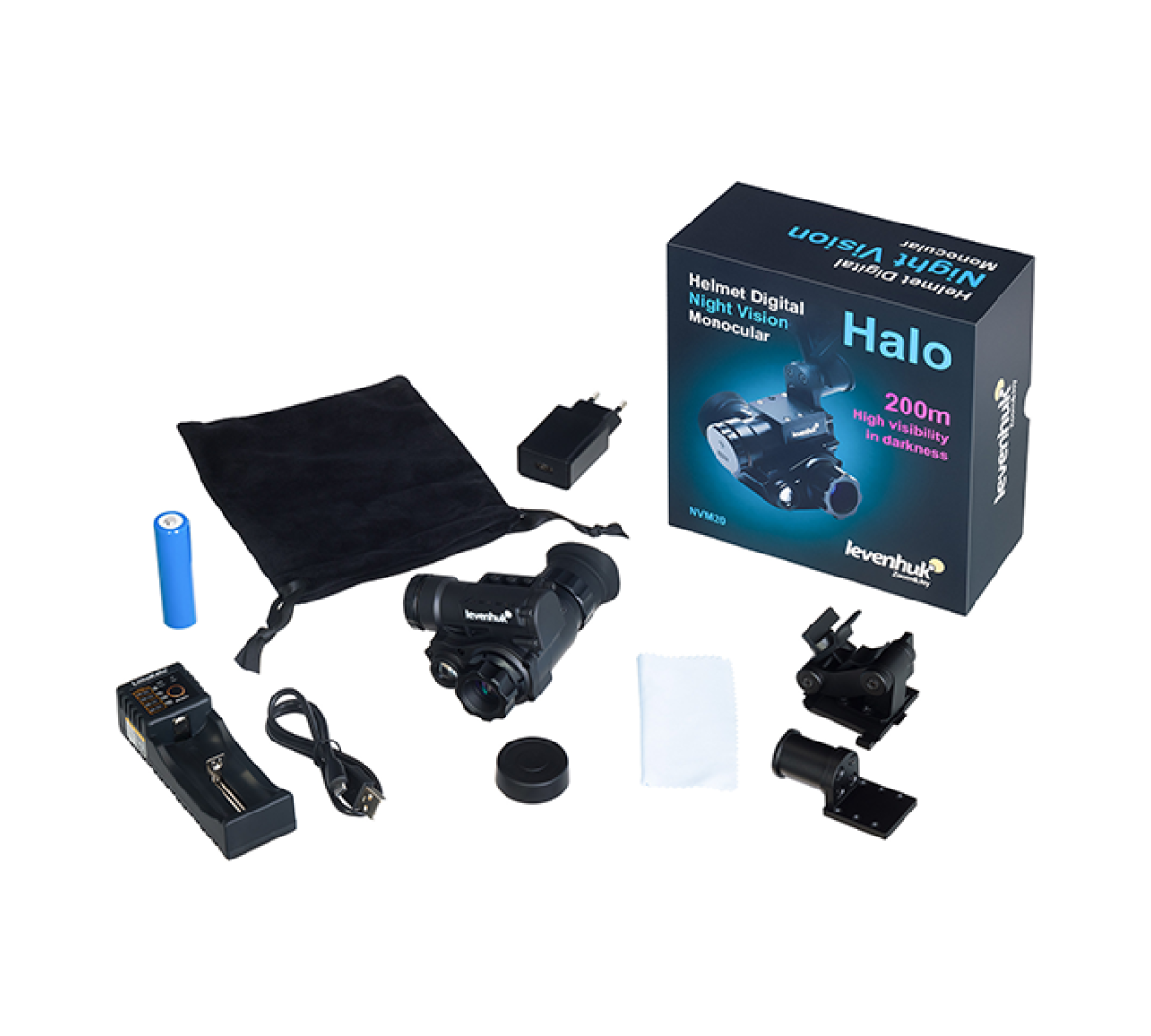 Монокуляр цифровой ночного видения Levenhuk Halo NVM20 Helmet, с креплением на шлем